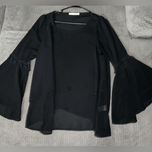 Black bell sleeved top